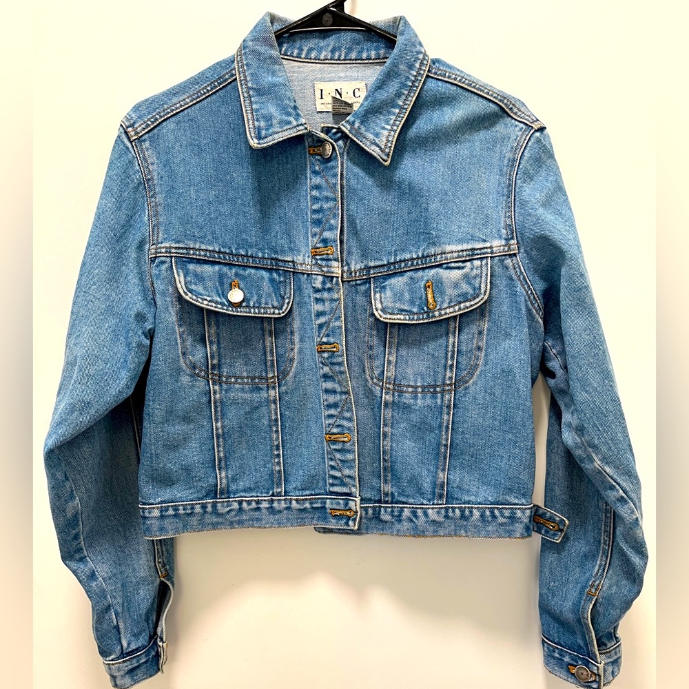 INC Blue Jean Jacket 80s Style SzL